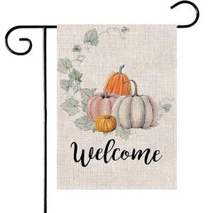 Fall Welcome Pumpkin Garden Flag - Double Sided Decorative Autumn Decoration